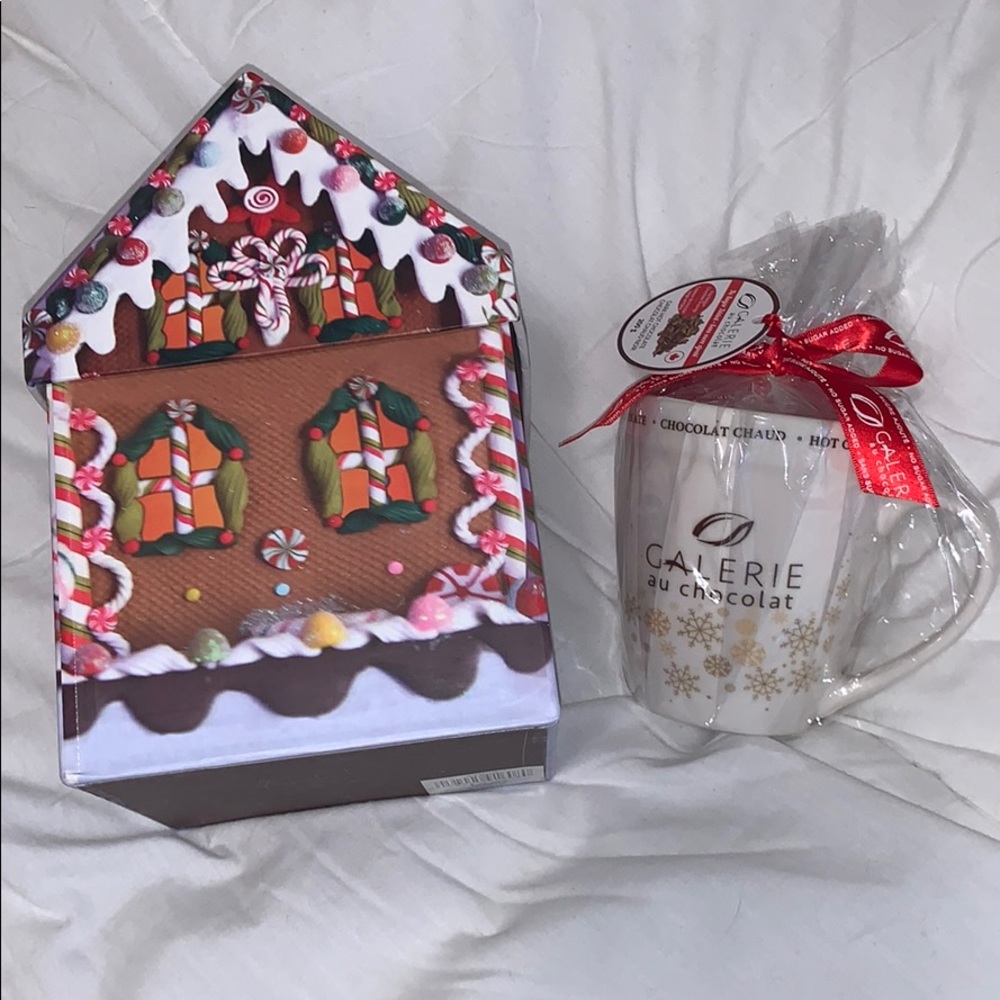 Brand new hot cocoa mug with mix and box